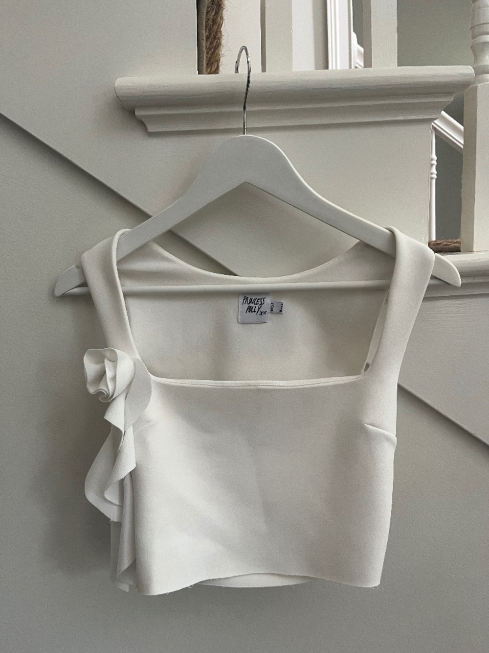 Princess Polly White Ruffle Rose Top